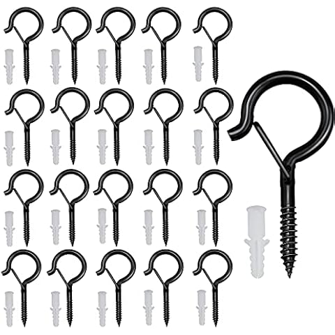 MOCOBO 20pcs Q-Hanger Hooks, Screw Hooks with Safety Buckle Ceiling Hooks for Hanging Plants, Christmas Decor, Cups, Wood, String Lights, Wall Outdoor Cover