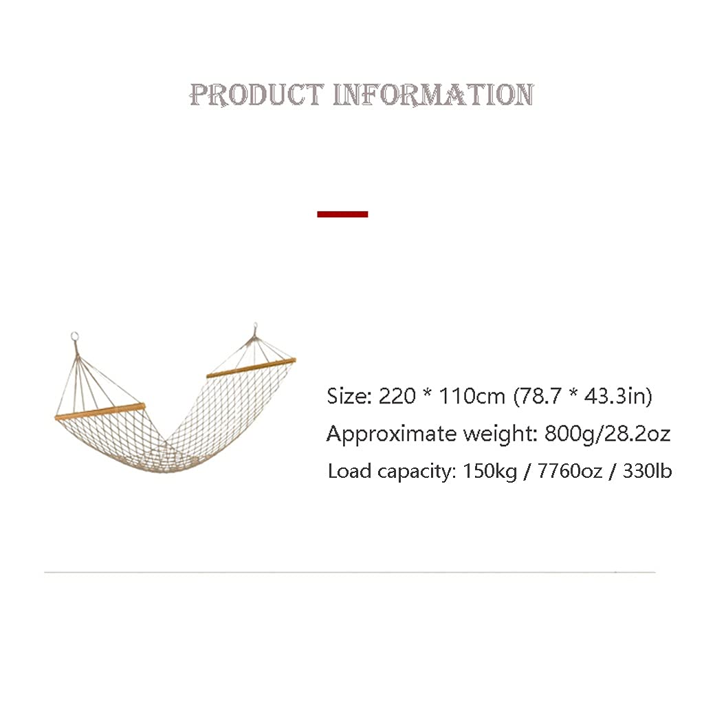 Hamac Hamac Respirant hamac en Coton Double hamac intérieur et extérieur Camping en Bord de mer Hammock Portant de Charge 330LB Hamac Portable