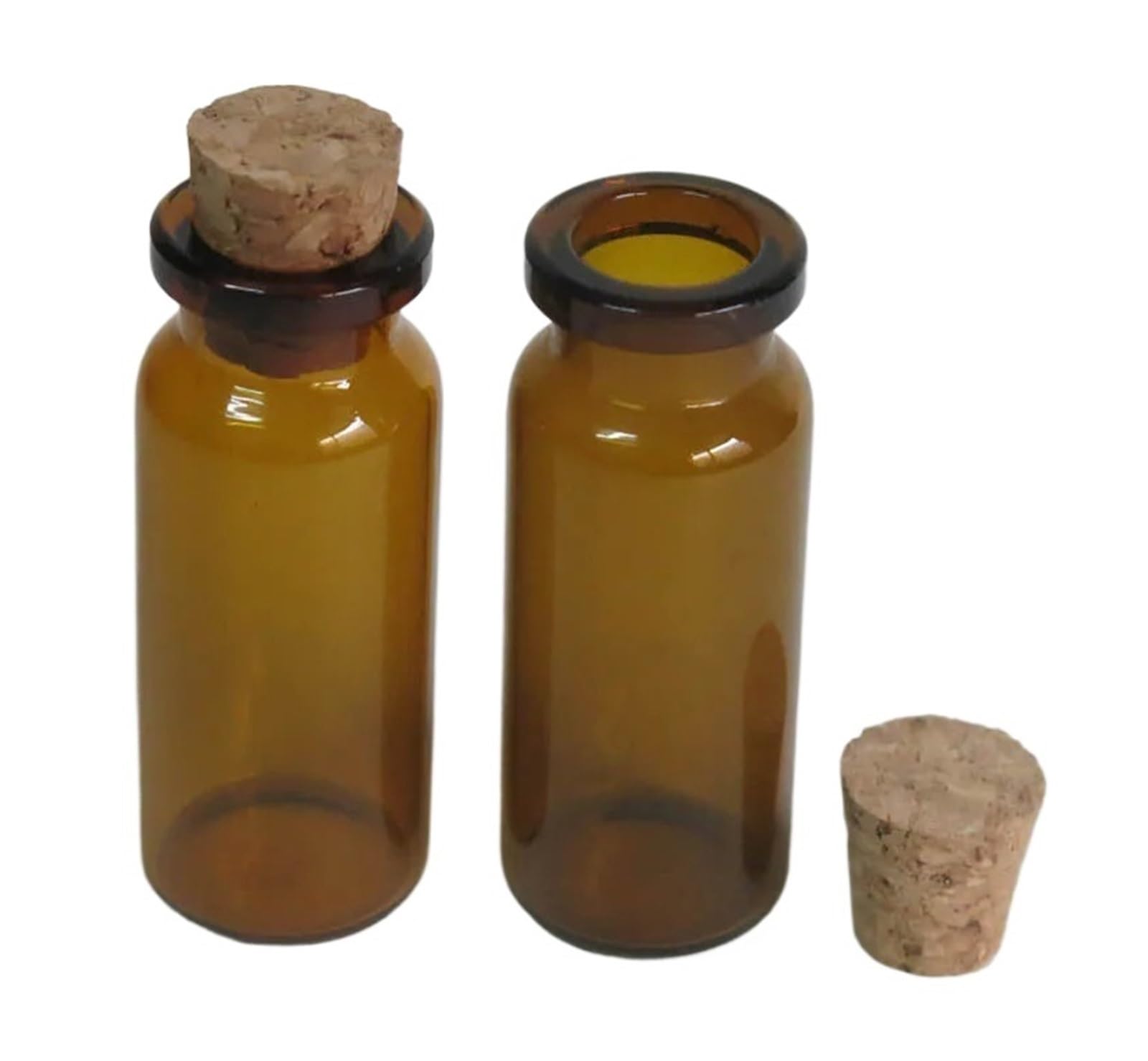 100 x 10 ml bernsteinfarbene Glasflaschen mit Cooden-Korken, 10 ml, 1/3 oz, kleine braune Flasche, Korkstopfen, Glasfläschchen, 22 x 50 x 12,5 mm Behälter