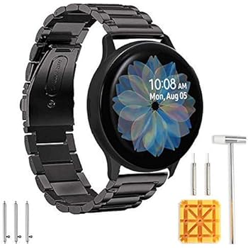 Amazon Com Vicara Band Compatible With Samsung Galaxy Watch Active Active 2 Bands 44mm 40mm 20mm Stainless Steel Metal Replacement Strap For Samsung Galaxy Watch Active Active2 Silver