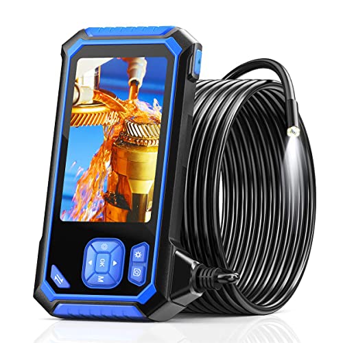 Industrial Endoscope, SKYBASIC 5.5mm HD Borescope Snake Camera with 32GB Card, IP67 Waterproof Sewer Inspection Camera 4.3'' LCD Screen with 6 LED Lights, Semi-Rigid Cable, Four Helpful Tools -16.5FT