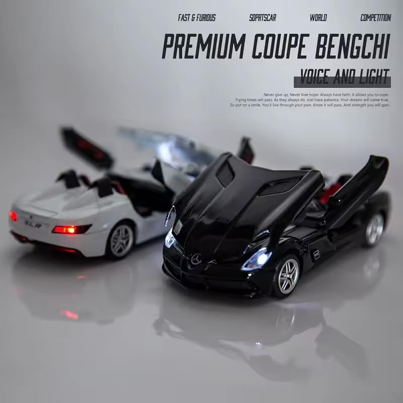 Image of Alokik Enterprise Compatible for 1:32 Mercedees-Benz SLR Toy Car Model, Diecast Collectible Pull Back Model Car with Sound and Light, Toy Gift Vehicles for Adults Kids Boys Girls【Color As Per Stock】