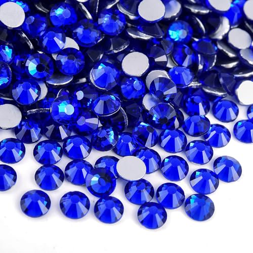 Image of Sapphire Flatback Rhinestones for Bedazzling Round Glass Gems for Nails Art and Crafts 2880pieces Mixed SS6-20,0.07-0.18inches