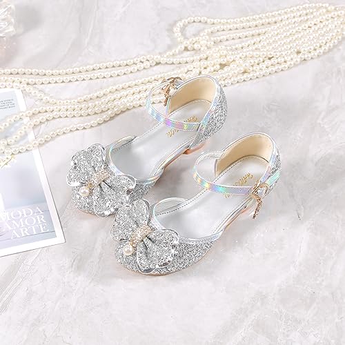 YUNICUS Girls Sandals Cosplay Clear Sparkle Jelly Dress Shoes with Bow Mary Jane Flats4