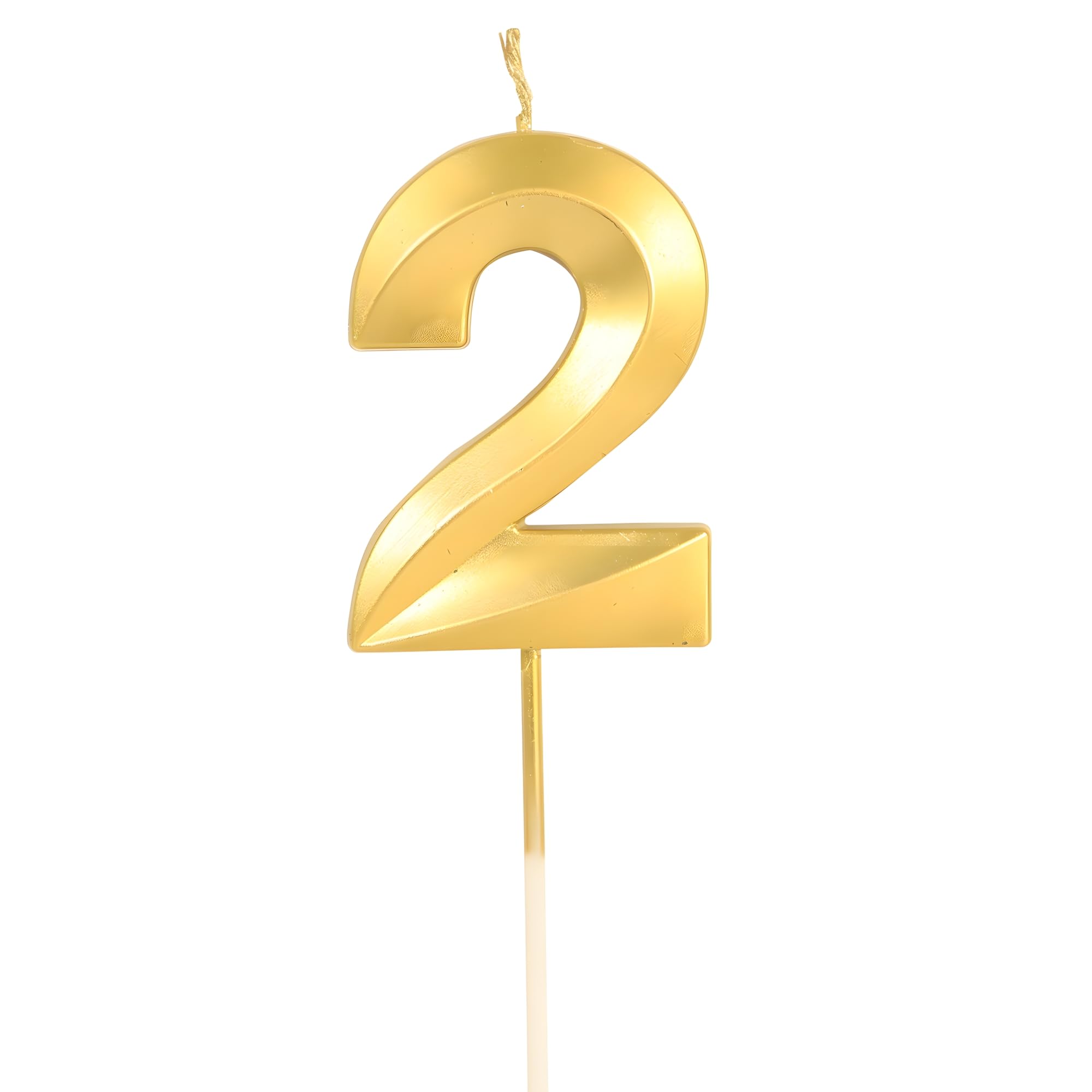 Juzfun Number Candles 2 for Birthday Cake Decoration Second Year Wedding Anniversary Party Metallic Gold Colour Size : Width 5 x Height 7 CM