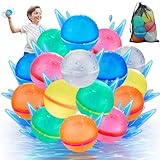 WABALLO 16 Pack Reusable Water Balloons for Kids, Pool Beach Water Toys for Boys and Girls, Outdoor Summer Toys for Kids Ages 3-12