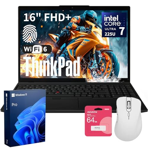 Image of Lenovo ThinkPad L16 Premium Business Laptop, 16 inch FHD+, Intel Core Ultra 7 255U, 64GB DDR5, 1TB SSD, Fingerprint, Backlit, Wi-Fi 6E, Long Battery Life, Windows 11 Pro, AI-Ready PC, w /Bundle Set