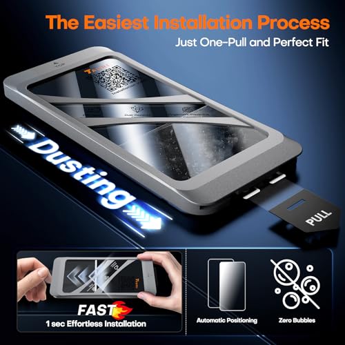 Image of TAURI 3 Pack for iPhone 12 /12 Pro Screen Protector 6.1 inch with Auto-Installation Tool, Tempered Glass, Scratch-Resistant, [Military Grade Protection] Film