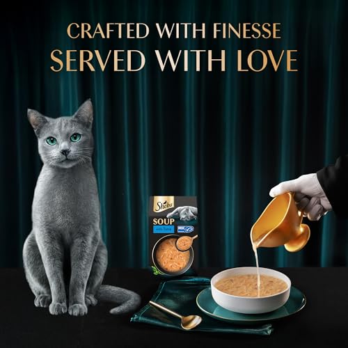 Image of Sheba Soup with Tuna Adult Wet Cat Food, 160g (4 x 40g), Finely Sliced Pieces of Tuna in Smooth, Silky and Velvety Broth (Pack of 4)