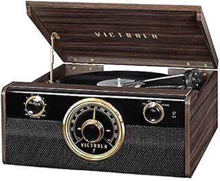 Victrola Wood Metropolitan Mid Century Modern Bluetooth Record Player with 3-Speed Turntable and Radio