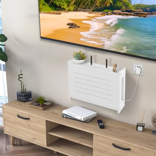 Cubierta de enrutador de cable para módem y estante de madera pared 4
