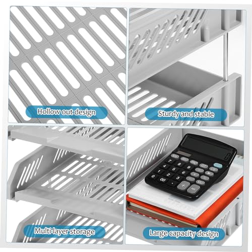 Porte documents horizontal empilable avec support de classement stable et modulable pour dossiers - 3