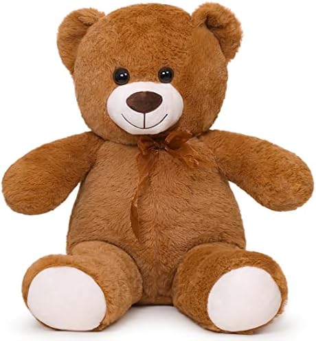 SNOWOLF orsacchiotto peluche orsacchiotto coccoloso peluche con gli occhi del bottone Morbido simpatico orso bambola giocattolo animale regalo (60m, marrone scuro)