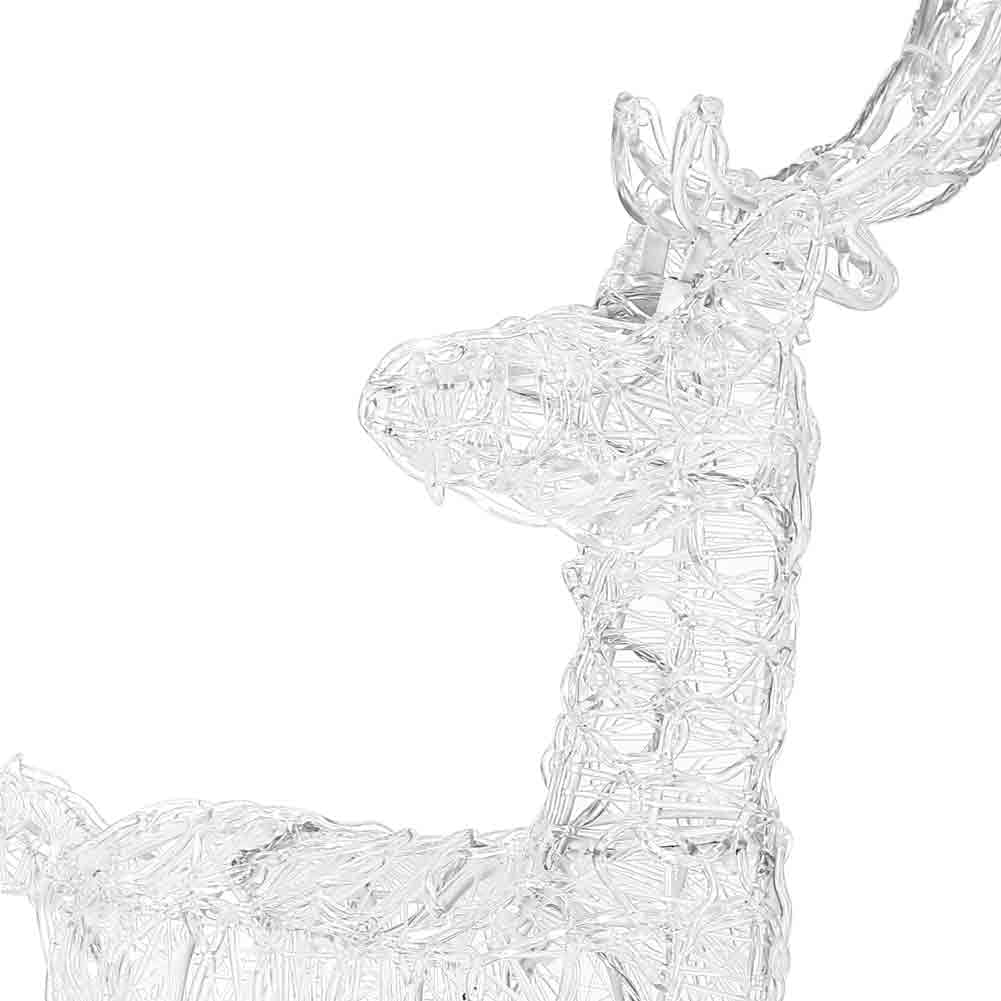 BAKAJI Traîneau et Rennes de Noël 3D Lumineux 240 lumières LED Blanc Chaud pour Jardin extérieur à Piles 7 Effets Lumineux Hauteur Rennes 68 cm traîneau 35 cm