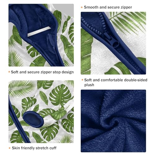 CHIFIGNO Tropical Green Monstera Leaves Toddler Boy Winter Jacket, Kids Zip up Hoodie Soft for Fall Winter Spring 3T3