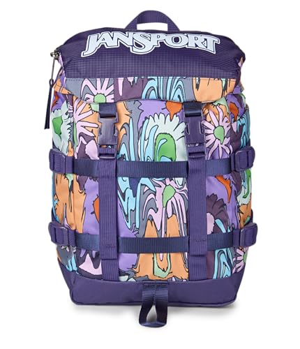 JanSport Mochila Mini Skip Pack, Flores derretidas amarelas, One Size, Mochila Mini Skip Pack