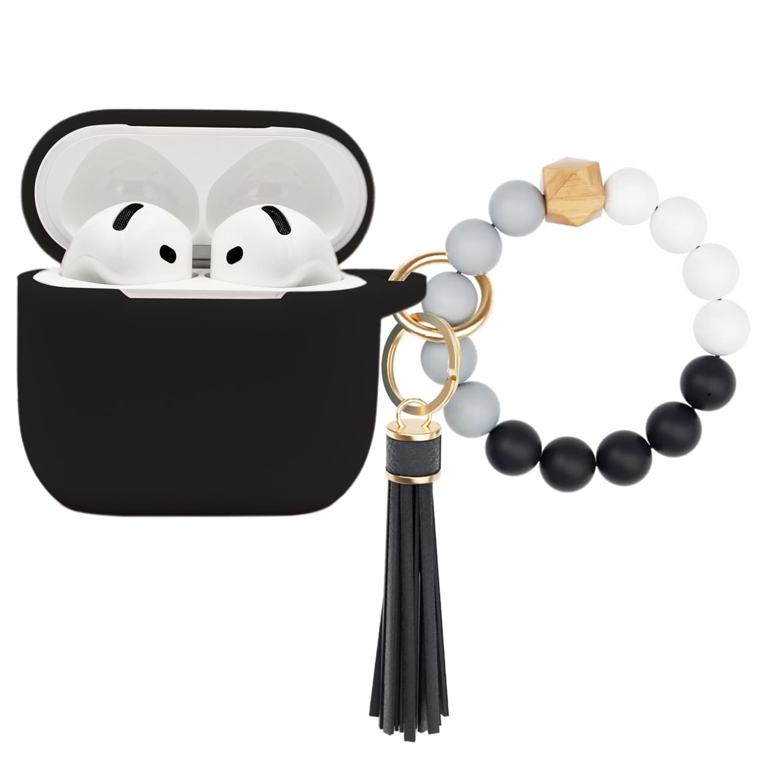 PowerDriver for AirPods 4 Case,Compatible with AirPods 4th Generation Case (2024), Soft Silicone Wireless Charging Protective Case Cover with Bracelet