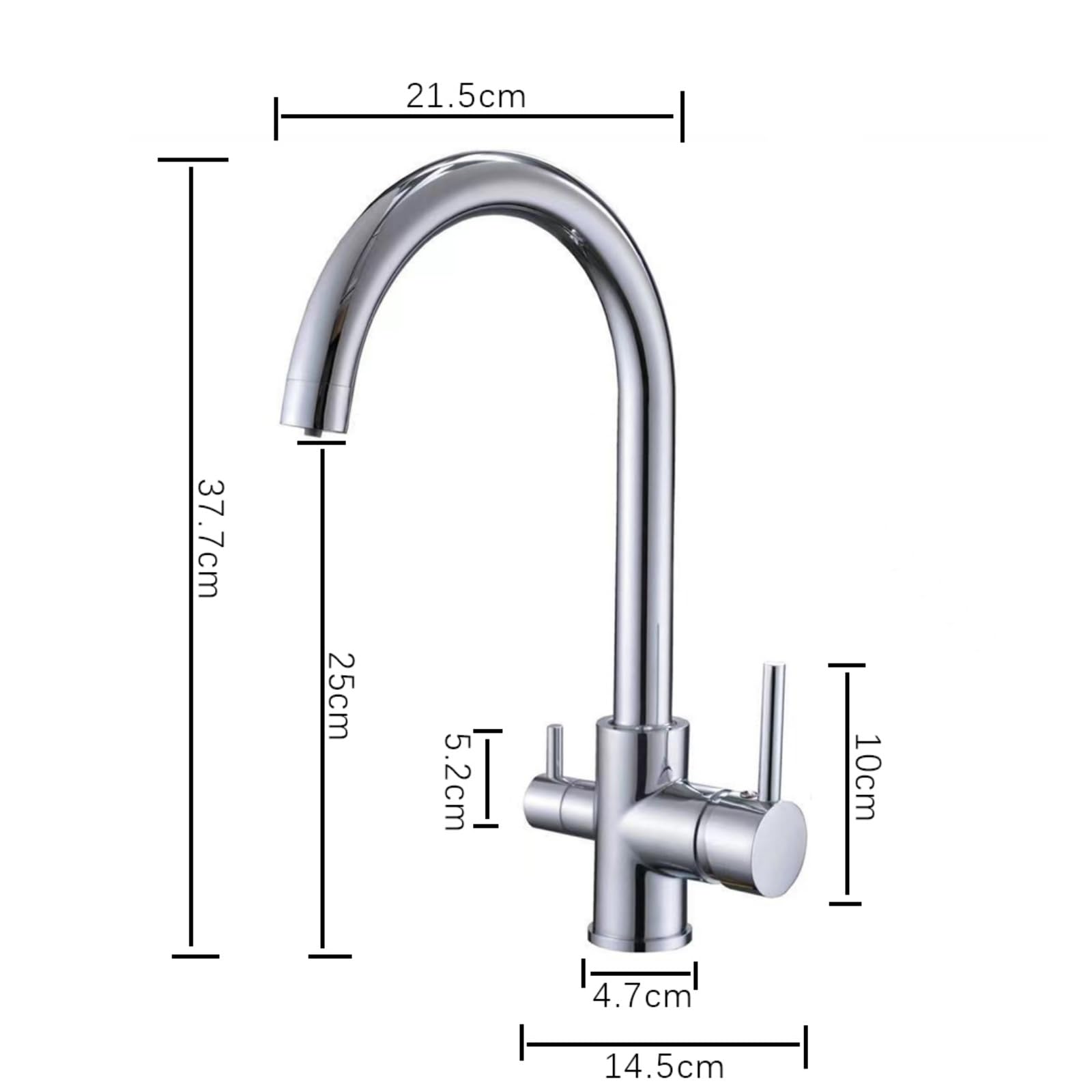 Grifo Cocina Cepillado Grifo para Osmosis 3 Vias con 2 Salidas Giratorio de 360° Mezclador Grifo de Cocina para Osmosis