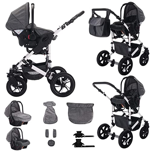 Bebebi Florida | 3 in 1 Kombi Kinderwagen Set | Luftreifen | Farbe: Flojeans