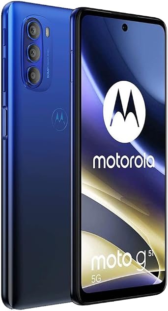 Motorola Moto G51 5G + 4G LTE 128GB + 4GB 6.8 120 hz 50MP Triple Camera XT2171-1 (Not for Verizon At&t Cricket Boost CDMA) + (Fast Car Charger Bundle) (Winter Blue)