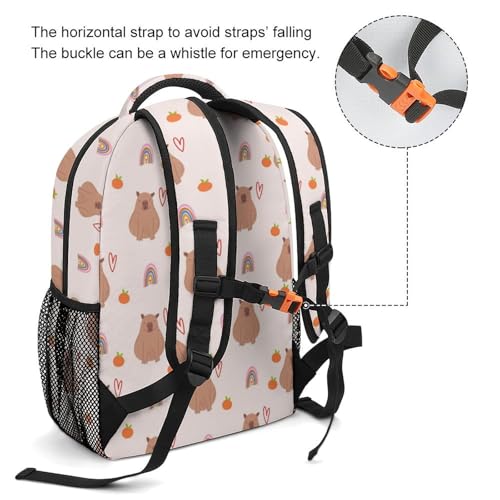 Capybara Rainbow Pattern Travel Backpack Durable Lightweight Laptop Computer Bag for Men Women Adjustable BookBag 16.5 Inches3