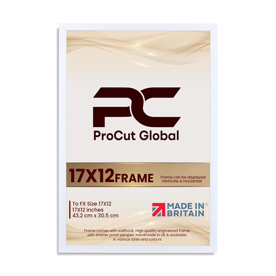 Procut Global 17X12 White Picture Frames – Sleek Wooden Photo Frame with Shatterproof Perspex for Wall or Tabletop – Perfect for Posters, Certificates, Prints–Multiple Sizes & Colors Available — image 1