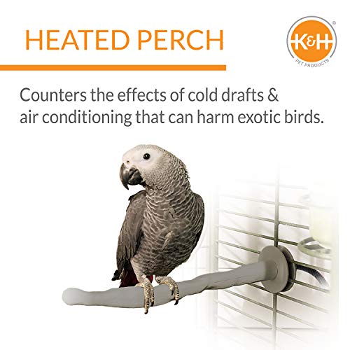 K&H Pet Products Thermo-Perch Heated Bird Perch for Cage, Bird Cage Accessory, Exotic Avian Warming Post for Med/Large Feathered Friends Like Parrot, African Grey, Cockatoo - Medium 1.25 X 13in 12V by K&H Pet Products - Image 2