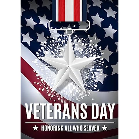 Pickako Honoring All Who Served Veterans Day Garden Flag 28 x 40 Inch, Double Sided Outdoor Decorative Patriotic Welcome Yard Flags for Home House Lawn Patio Cover