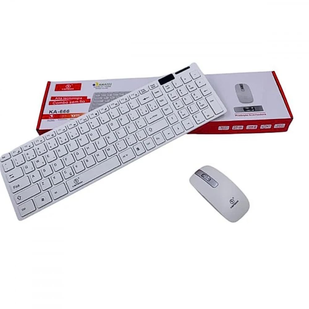 Conjunto Teclado e Mouse Sem Fio Kapbom KA-666 - Conexão USB