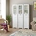 HOMECHO Bathroom Storage Cabinet with 3 Tier Shelf Drawer Glass Door, Floor Cabinet Free Standing Linen Tower Tall Slim Side Organizer Shelves Wooden Cupboard, White