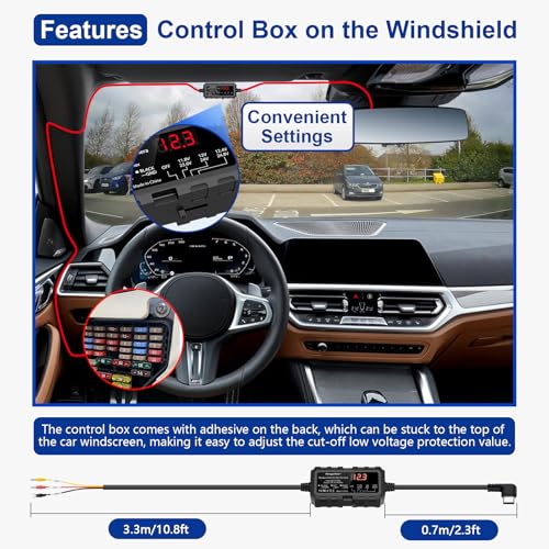 Kit de cableado para cámara de coche USB-C de 12V-30V a 5V con pantalla LED de voltaje 2