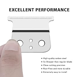 2 Pcs Replacement Blades Compatible with Andis 04710 and Andis 04521 hair Trimmer Compatible with Andis T Outliner & GTX Trimmer(sliver steel T blade + sliver steel blade)