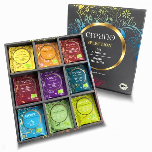 Creano „Organic Herbal Tea“ Caja Bio de 27 Bolsitas con 9 Variedades de Infusiones – Formato Degustación para Momentos de Relax*