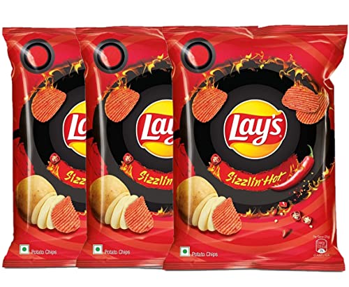 Lay's Sizzlin Hot Indian Chips Pack Of 3 Red #TOP23