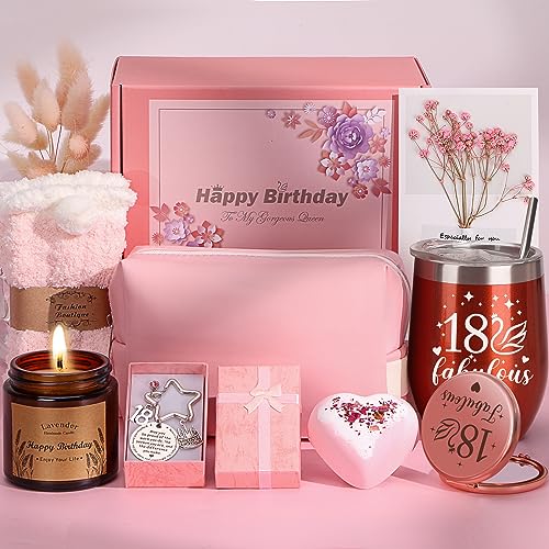TuDou 18th Birthday Gifts for Girls, Personalised 18th Birthday Hampers for Her Turning 18, Funny Birth Day Presents for 18 Year Old Girls, 18 Gift Basket Ideas for Daughter, Best Friends, Sister