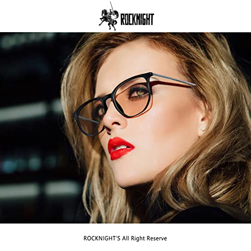 Image of ROCKNIGHT Hexagon Fashion Glasses for Women Blue Light Glasses for computer tablet phone digital screen purple+tea 2 packs