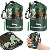 flintronic Lot de 2 Sac de Couchage de Survie, Couverture de Survie Reutilisable, Sac de C...