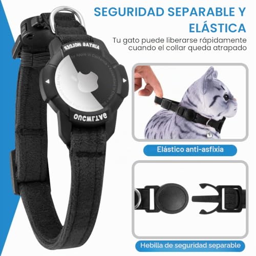 Collar AirTag para gatos luminoso con cierre de seguridad breakaway y banda elástica 4