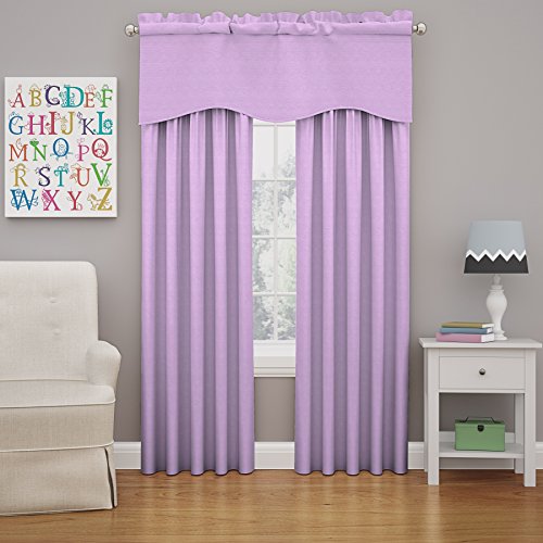 Eclipse Kendall Modern Scalloped Valance Rod Pocket Window Curtain For Kitchen Or Bathroom, 42" X 18", Light Purple #TOP1