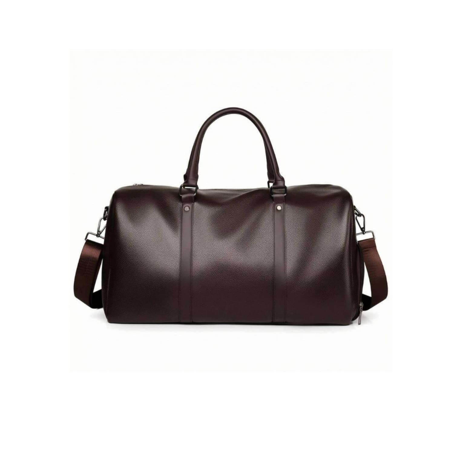 URJIX™ Adjustable Shoulder Strap Travel Duffel Bag Brown Leather | Carrying Options Surface Construction Scenario Leather Brown-image-42