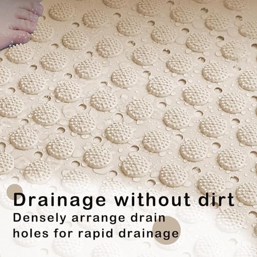 Image of SUPERSTUD Anti Skid Mat for Bathroom with Foot Scrubber || Bath Room Shower mat Silicone Drain Holes & Suction Cups || Foot Scrubber Mat for Bathroom-Toilate (Beige) 70 cm x 35 cm