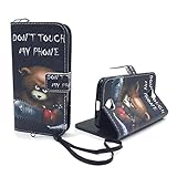 König Design Handyhülle Kompatibel mit Acer Liquid Z330 Handytasche Schutzhülle Tasche Flip Hülle mit Kreditkartenfächern - Don't Touch My Phone Bär mit Kettensäge
