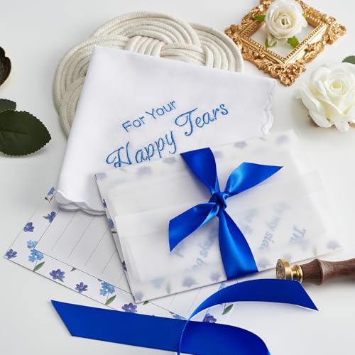 Image of Happy Tears Handkerchief Wedding Gifts Something Blue Gift for Bride to Be Mother of the Bride and Groom Gift, AKI-103R