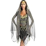 Frauen Bauchtanz Halloween Karneval Indianerin Tanz Kostüm Outfit Set. Einheitsgröße: Spitzenlänge: 32cm, Hosenbund: 64-100 cm, Hosenlänge: 86 cm, Kopftuch (L x B): 148 x 75 cm, Hüfttuch (L x B): 150 x 24 cm