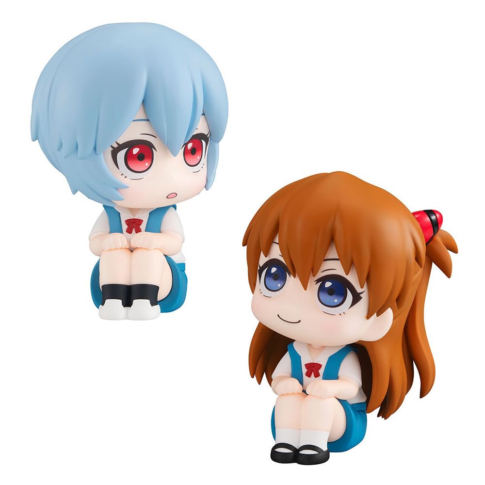 Anjinguang Ayanami Rei Figure Asuka Langley Soryu Action Figure Anime Look Up Mini Figurine 10cm Cute Cartoon Game Statue Desktop Decoration Model Collectible Gifts for Fans