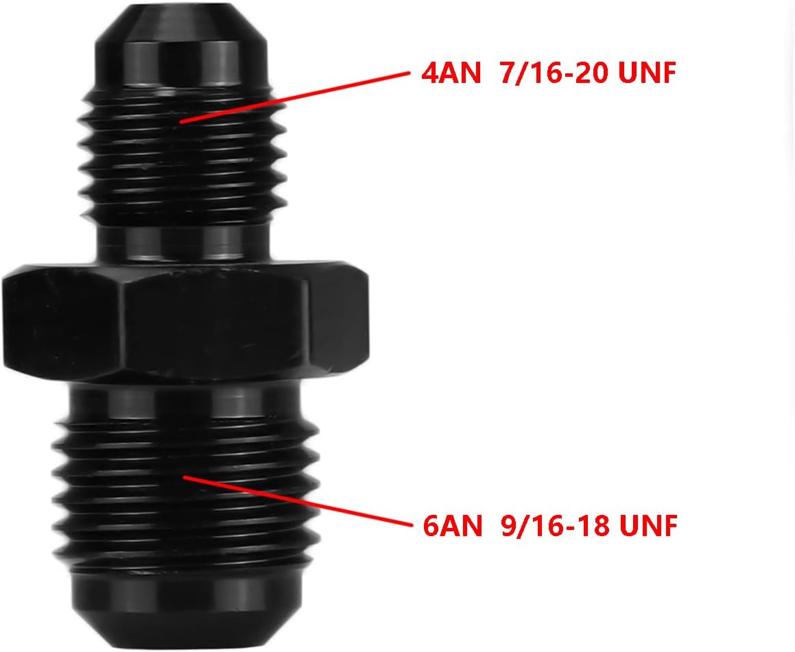 Ucreative 6AN to 6AN Male Flare Coupler Union Straight Fuel Hose Fitting Black (2PCS) : Automotive