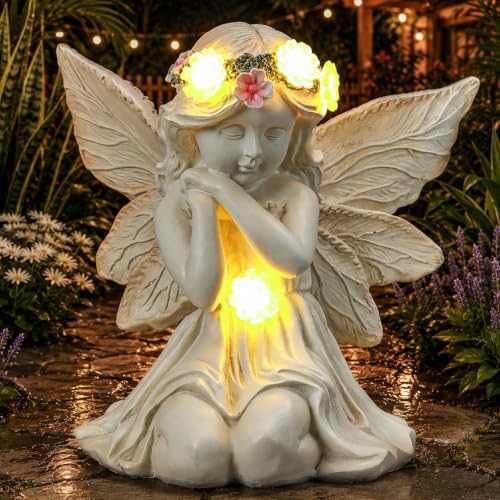 Solar Angel Garden Statue Outdoor Decor - image 1