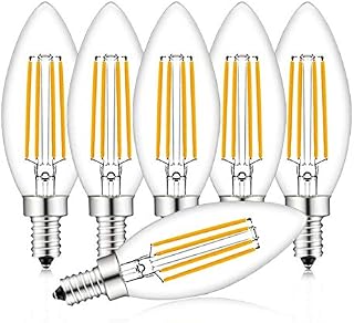 E14 LED Candle Bulbs, 4W Equivalent to 40 Watt Small Screw Light Bulbs, Non Dimmable, Warm White 2700K, 470lm, Pack of 6