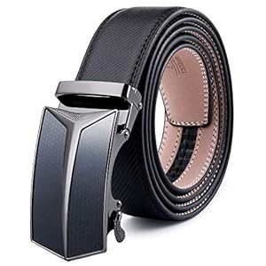 YPuzro Riem voor heren, leer, zwart, snelsluiting, ratel, automatische gesp, riem voor mannen, kleding, 130 cm breed, 3,5 cm