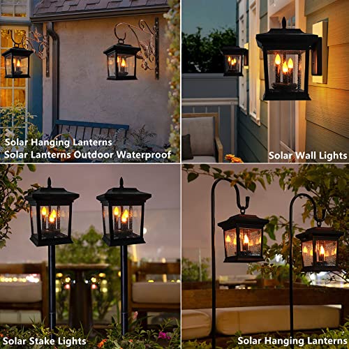 Beautyard Outdoor Solar Lanterns Waterproof Candles Lanterns Flickering Hanging Lights Garden Decor Patio, Lawn, Pathway, Wall Birthday Gifts Women Gifts - image 2